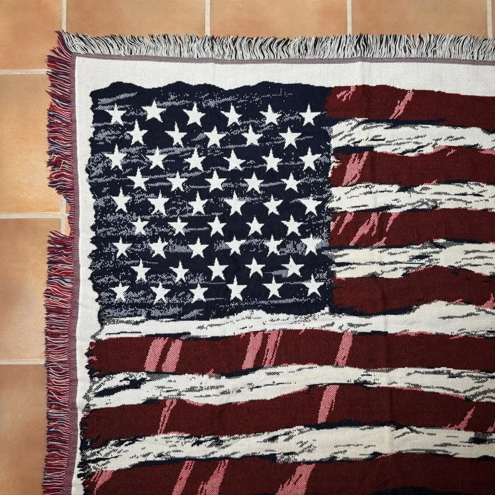 American Flag Vintage Tapestry Throw Blanket Patriotic USA Northwest Company - Picture 5 of 14